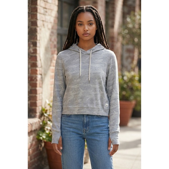 Vuori Tops - Vuori Yoga Casual Halo Essential Hoodie Gray Camo WOMRNS XS PALE HEATHER CAMO